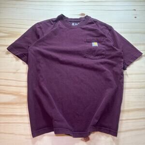 Carhartt K87 Mens Medium Loose Fit Pocket T-Shirt Maroon Workwear Outdoors